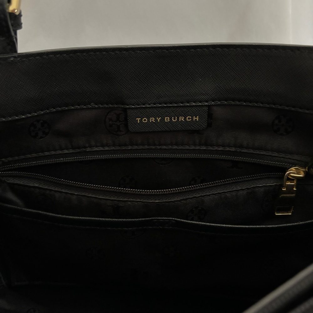 Tory Burch Small openTop Saffiano Leather Tote Bag In black. - Picture 7 of 8